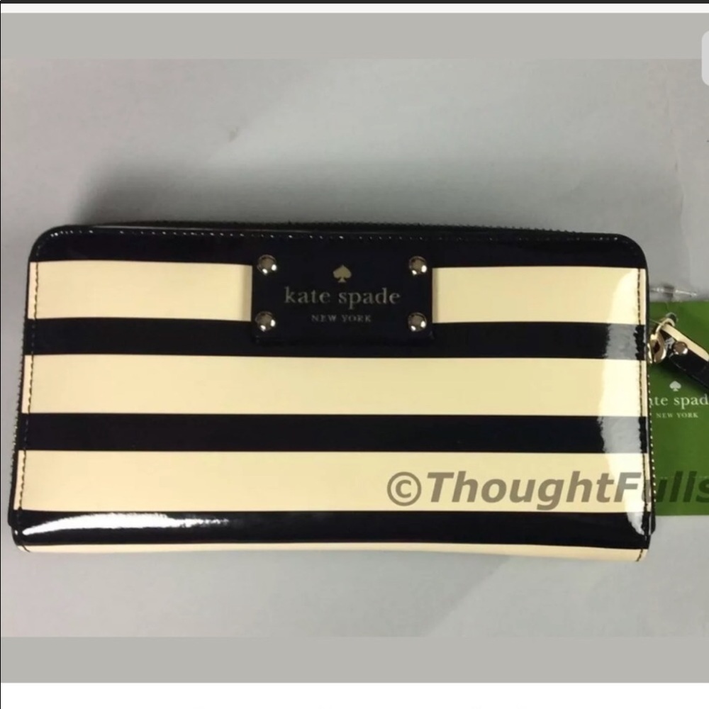Kate Spade Continental Wallet Beige Black  New